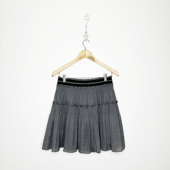 Diane Von Furstenberg PYRETTE BIS Tiered Skirt Gray pleated DVF womens 4 - Picture 1 of 5